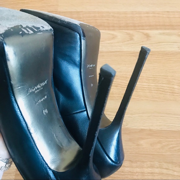 YSL black leather Tribute platform heel Pump - Picture 5 of 8